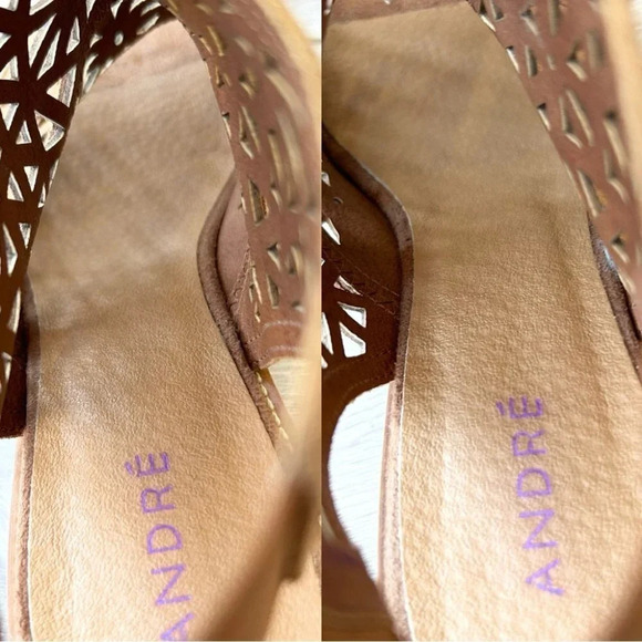 ANDRE CARIOCA CAMEL  LASER CUTOUT BOOTIE SANDAL - Picture 11 of 13